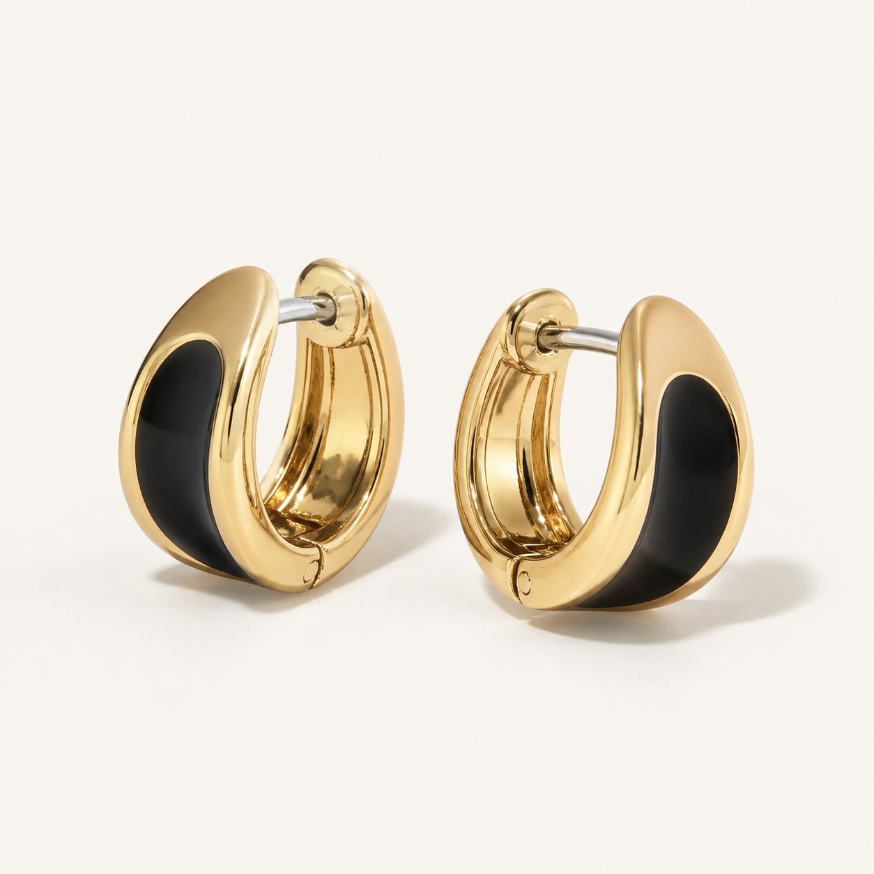 Black Enamel Huggies