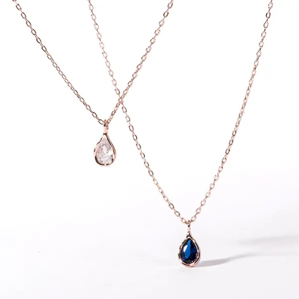 Colored Crystal Teardrop Necklace