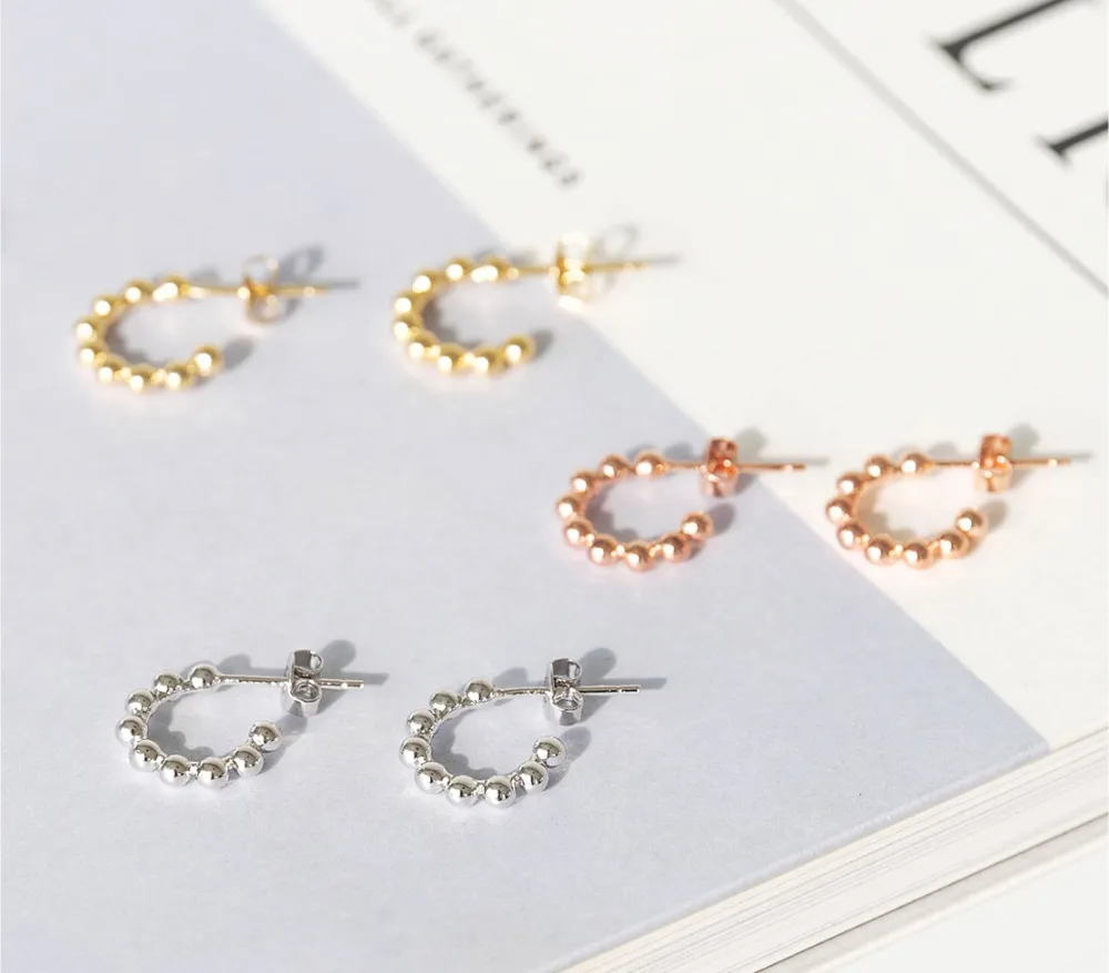Mini Bead Half Hoops detail 4