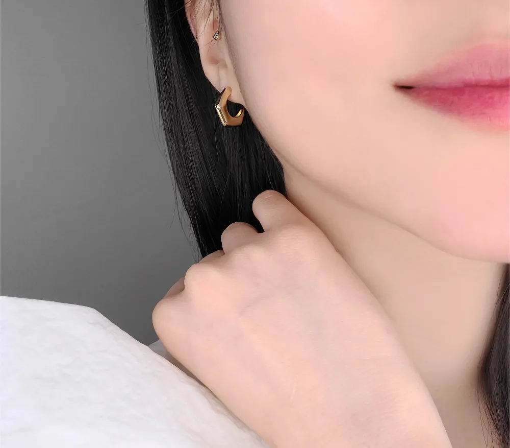 Bold Pentagon Half Hoops detail 2