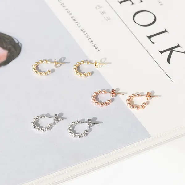 Mini Bead Half Hoops