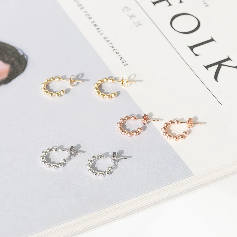 Mini Bead Half Hoops — view 1