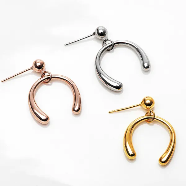 Bead Drop Horseshoe Earrings