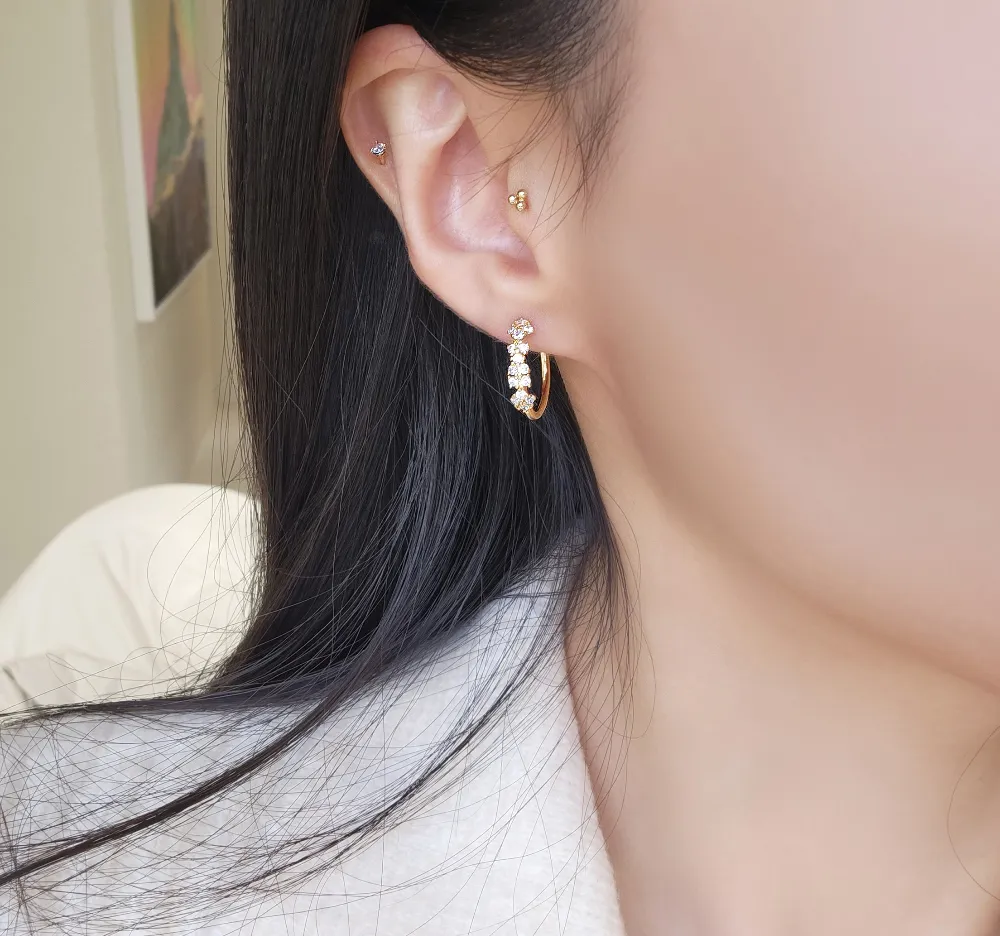 Crystal Flower Half Hoops detail 4