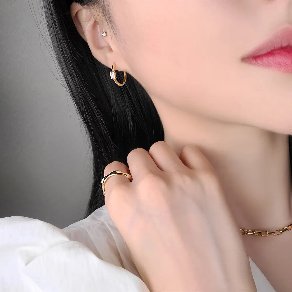 Square Crystal Hoop Earrings detail 2