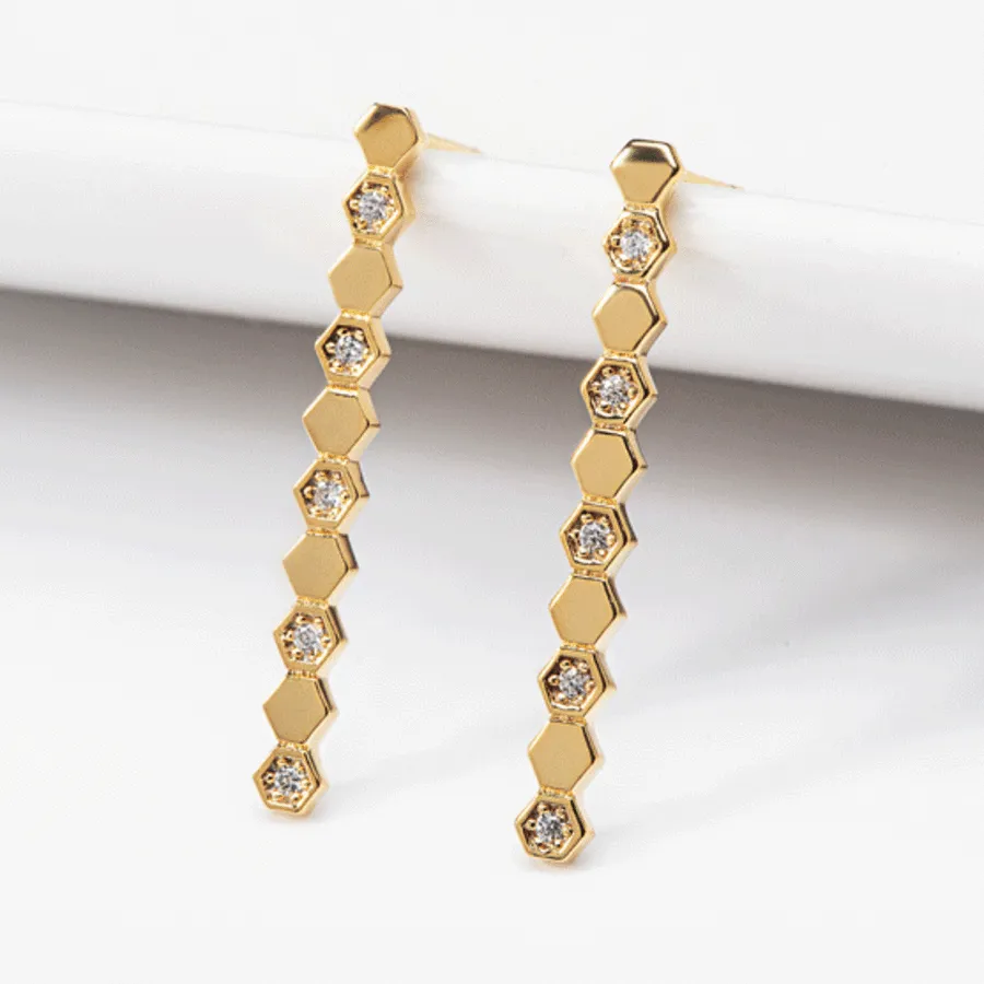 Hexagon Crystal Bar Earrings — view 1