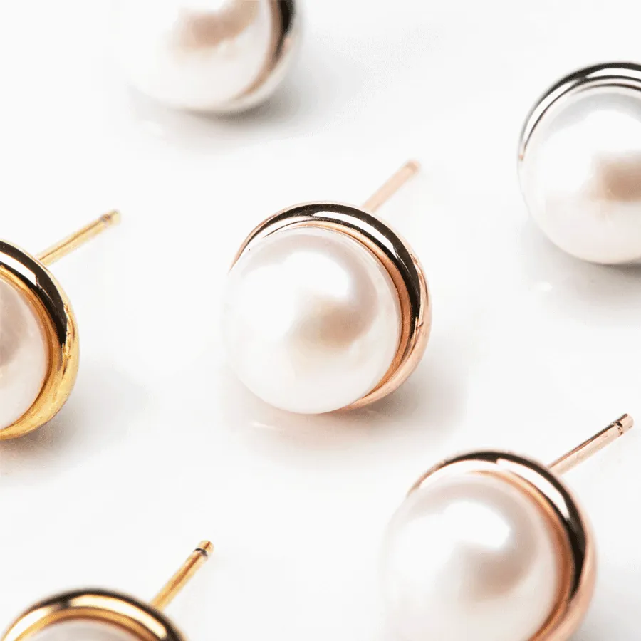 Flat Freshwater Pearl Earrings — view 1