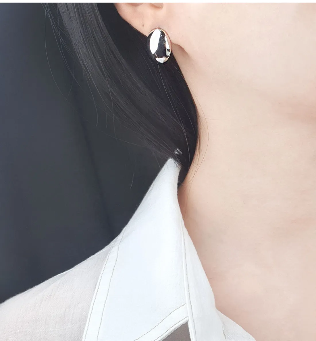 Domed Oval Earrings detail 3