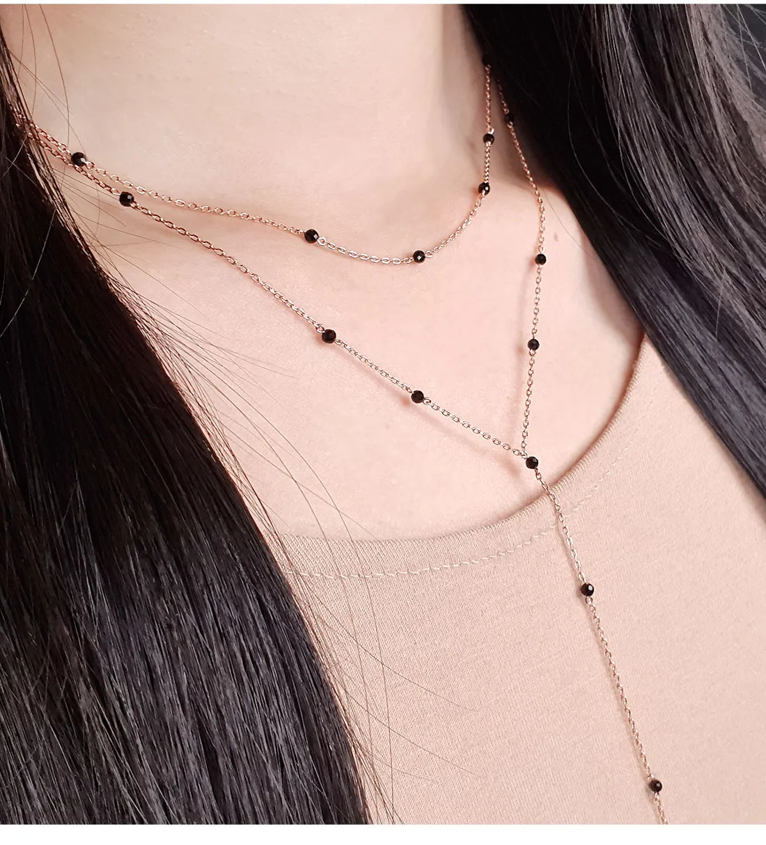 Black Onyx Y Necklace detail 3