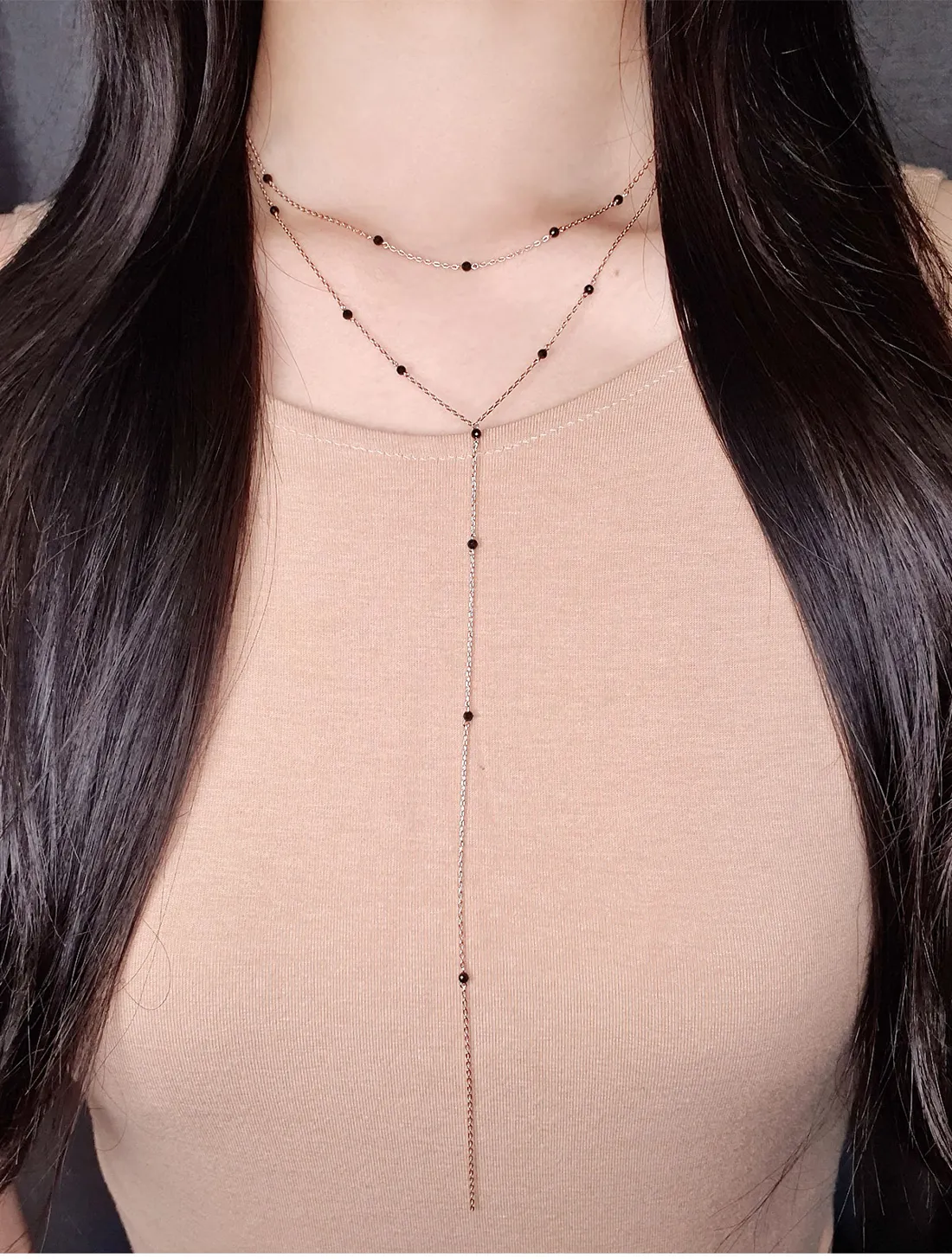 Black Onyx Y Necklace detail 2