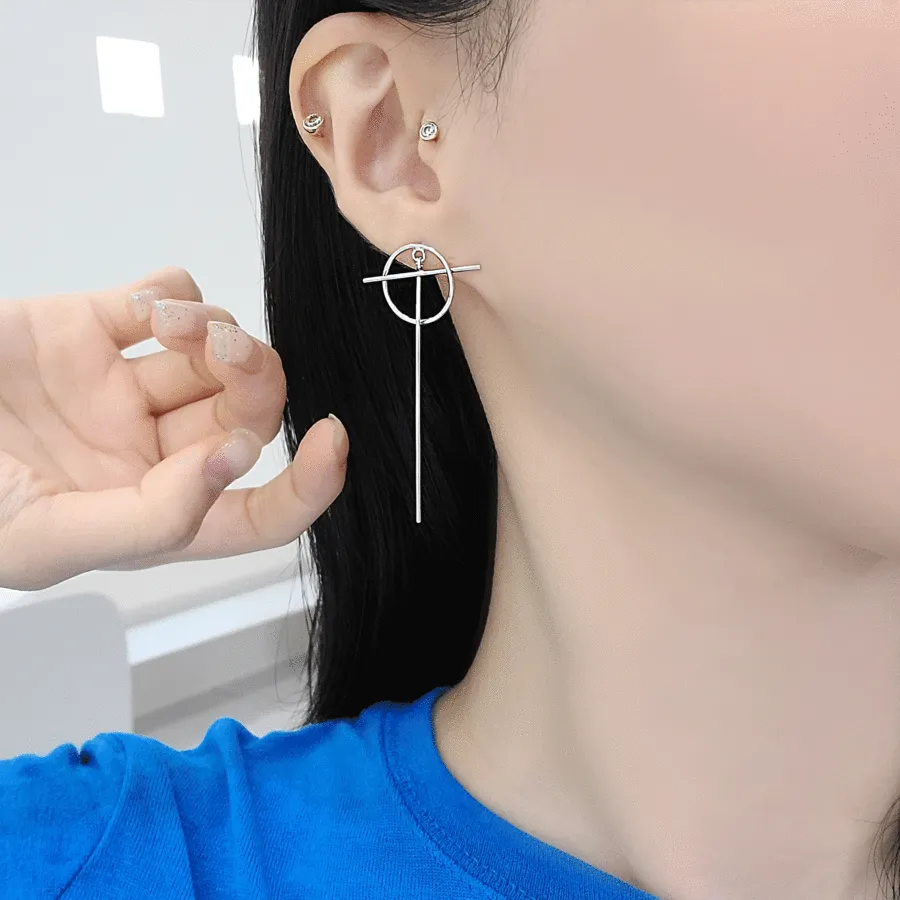 Asymmetric Bar & Circle Earrings — view 1