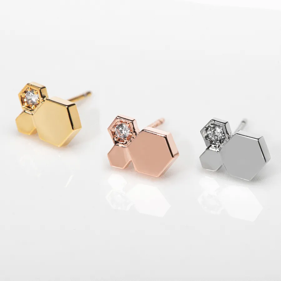 Hexagon Crystal Earrings — view 1