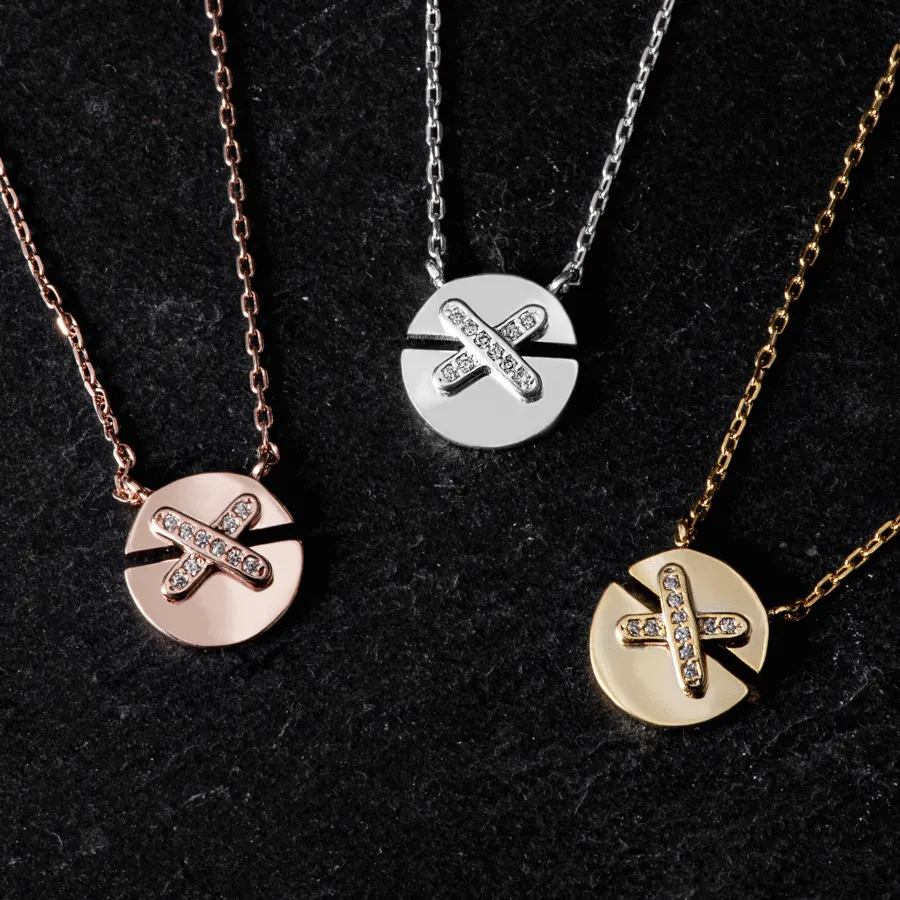 Crystal X Circle Necklace — view 1