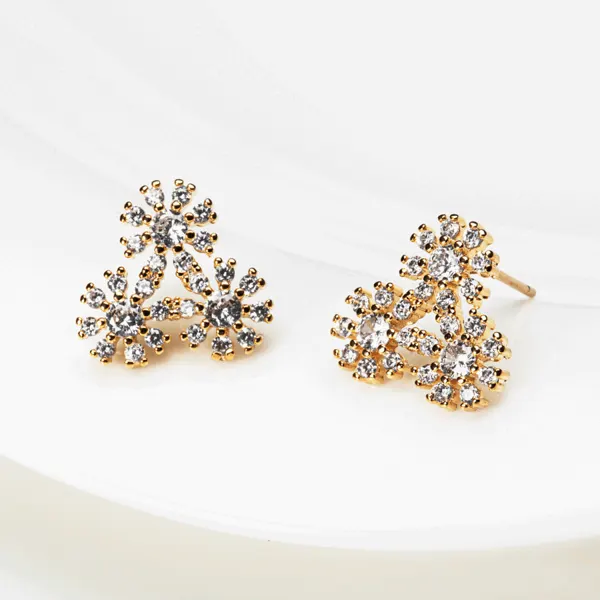 Triple Flower Triangle Earrings