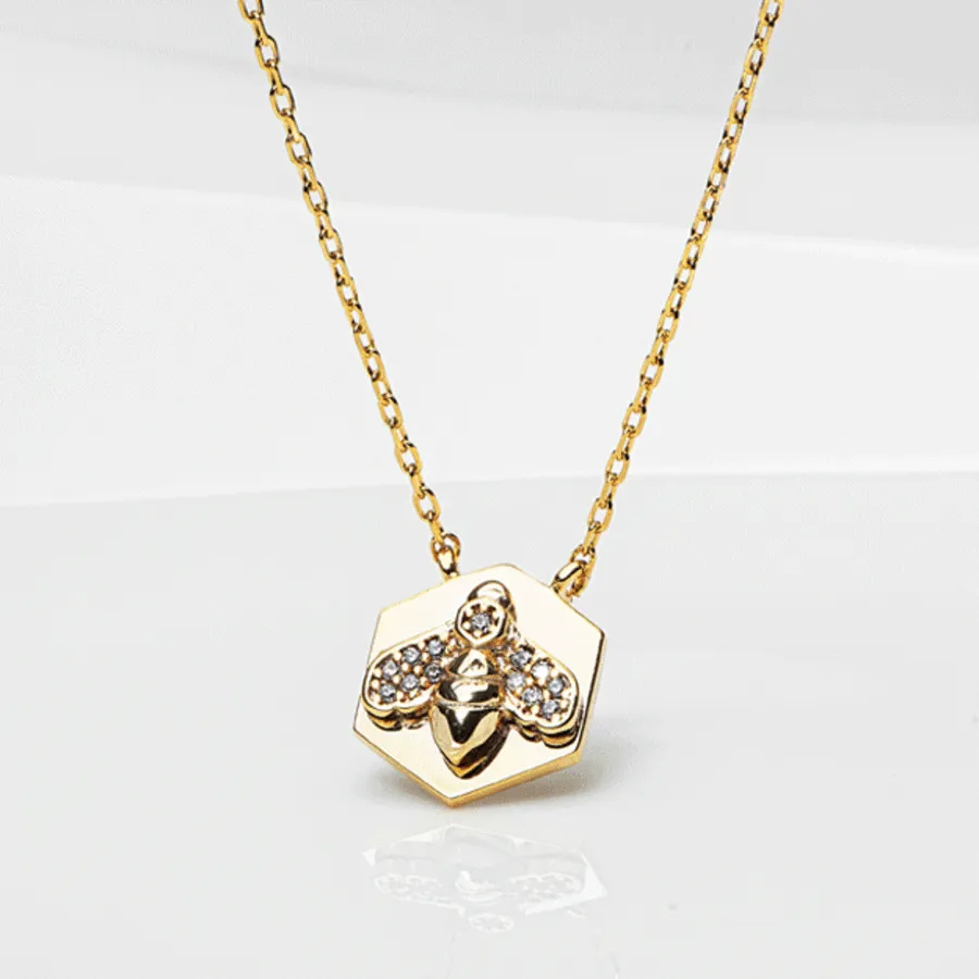 Hexagon Bee Necklace — view 1