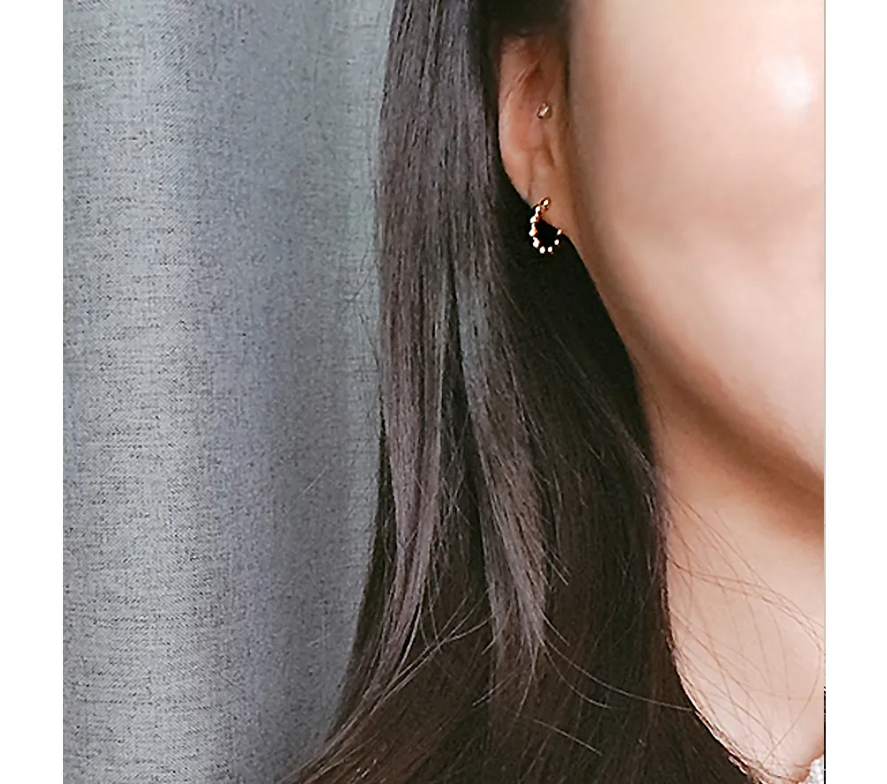 Mini Bead Half Hoops detail 3