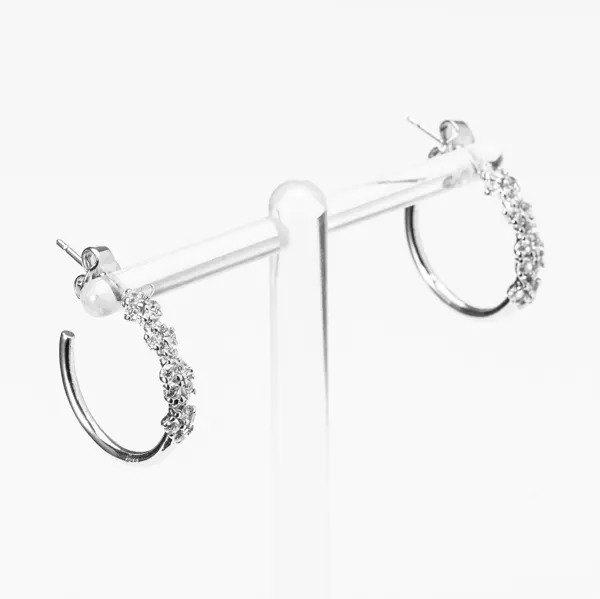 Crystal Flower Half Hoops