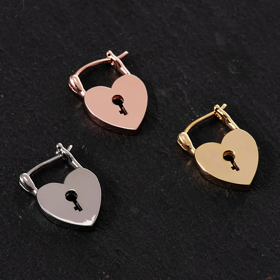 Heart Padlock Huggies — view 1