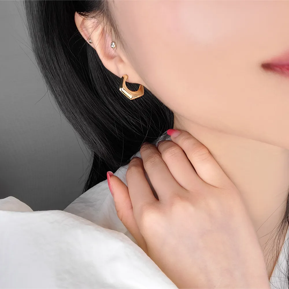 Bold Pentagon Half Hoops detail 3