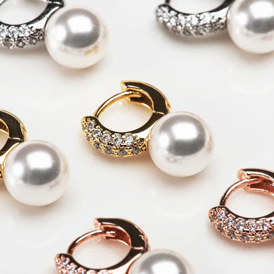 Crystal Pearl Huggies — view 1