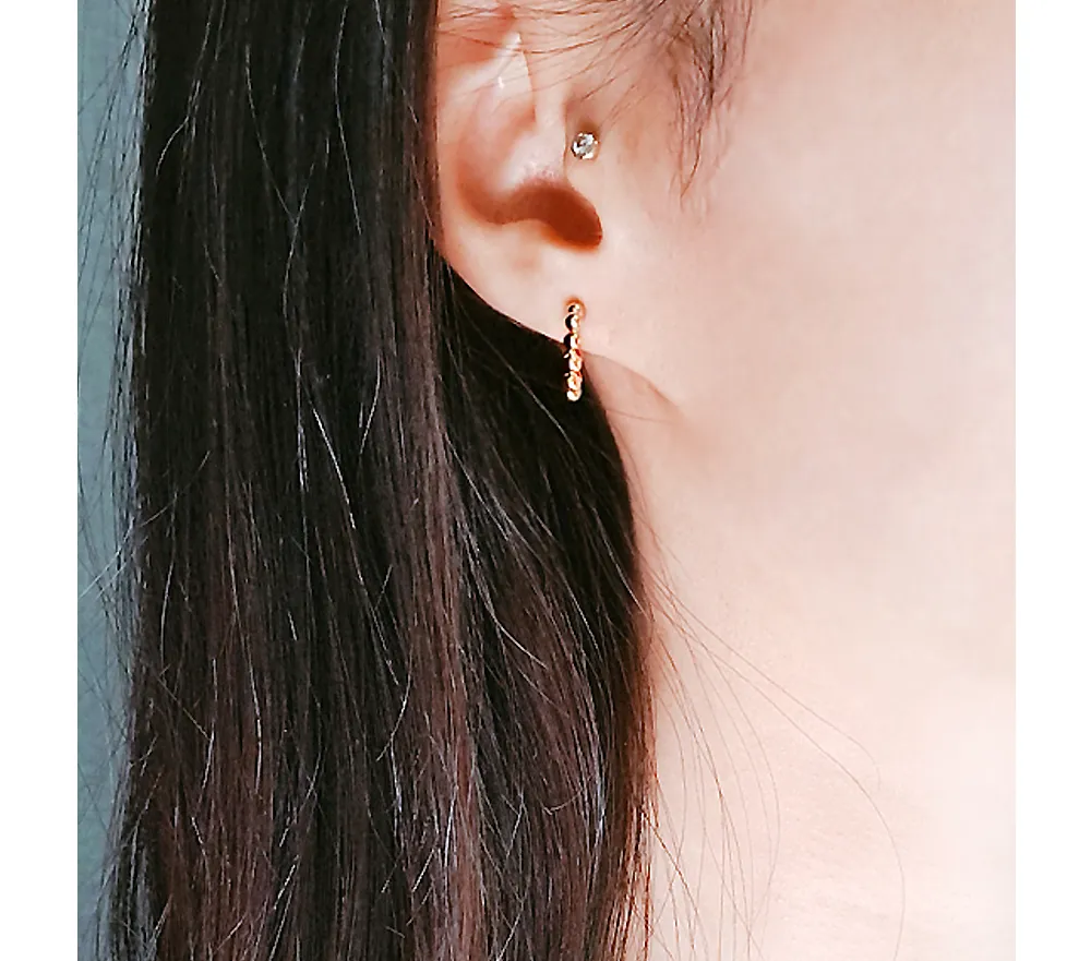Mini Bead Half Hoops detail 2