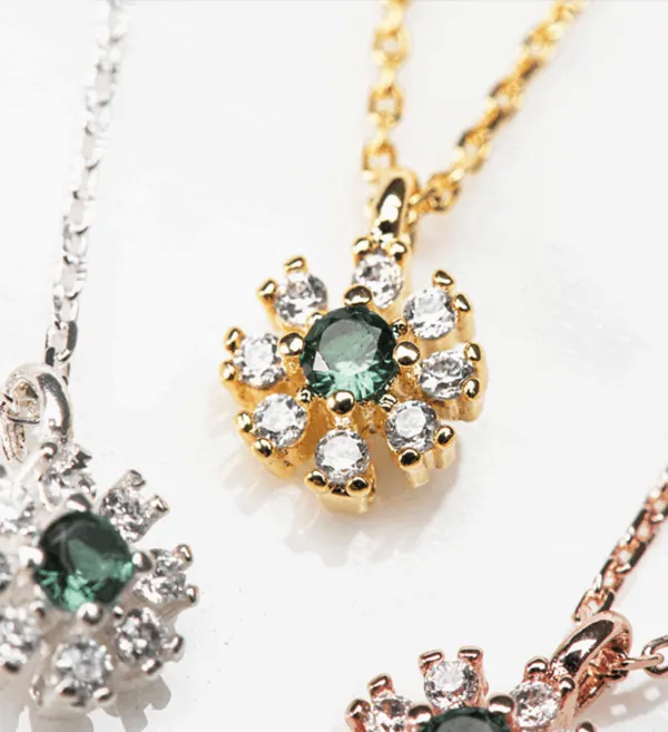 Green Crystal Flower Necklace