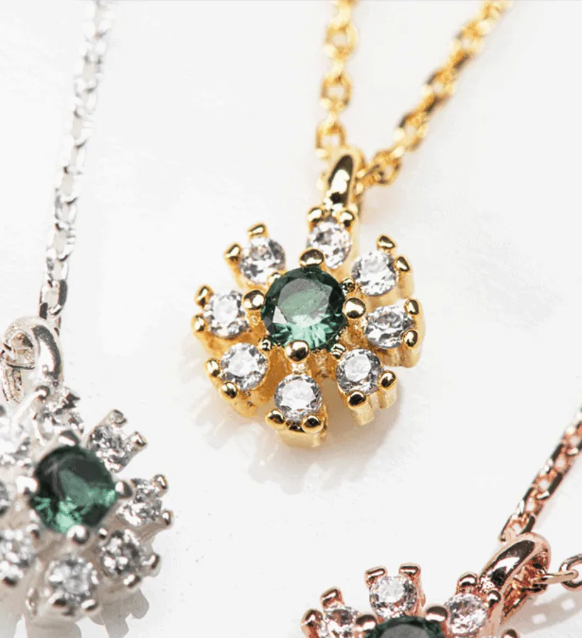 Green Crystal Flower Necklace — view 1