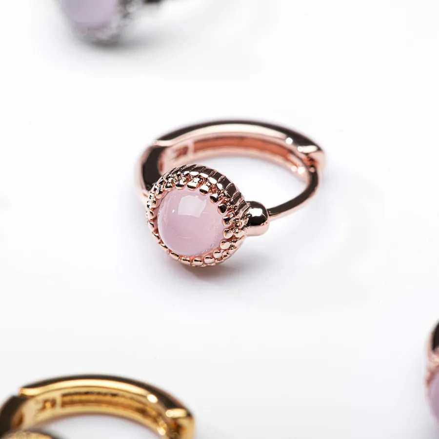 Rose Quartz Huggies — view 1