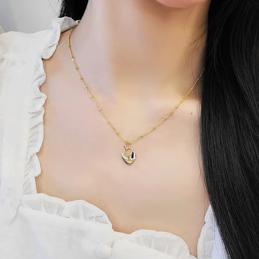 Heart Padlock Chain Necklace — view 1