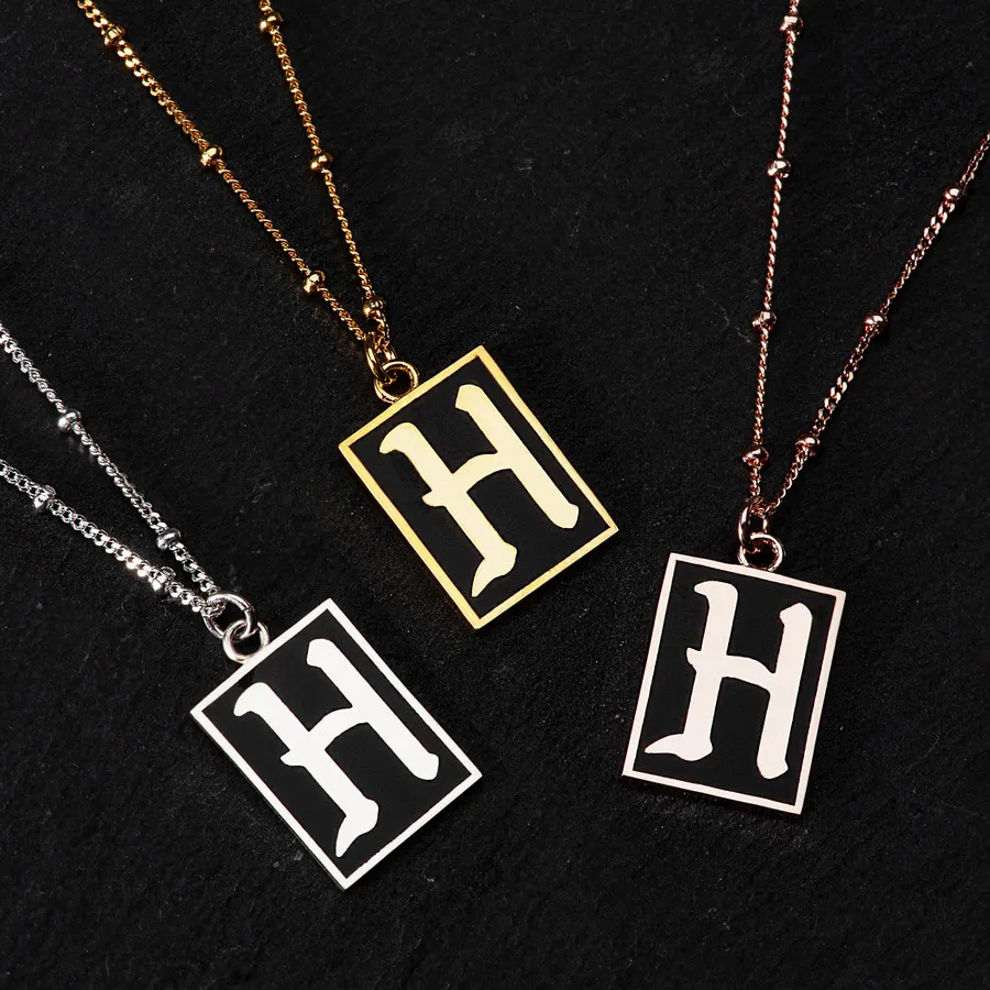H Initial Square Necklace — view 1